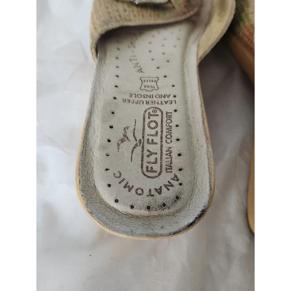 Fly Flot comfort Sandals 40 US‎ 9 multicolor buckle Leather Italian Wedge Shoes